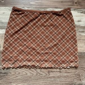 H&M brown plaid mini skirt